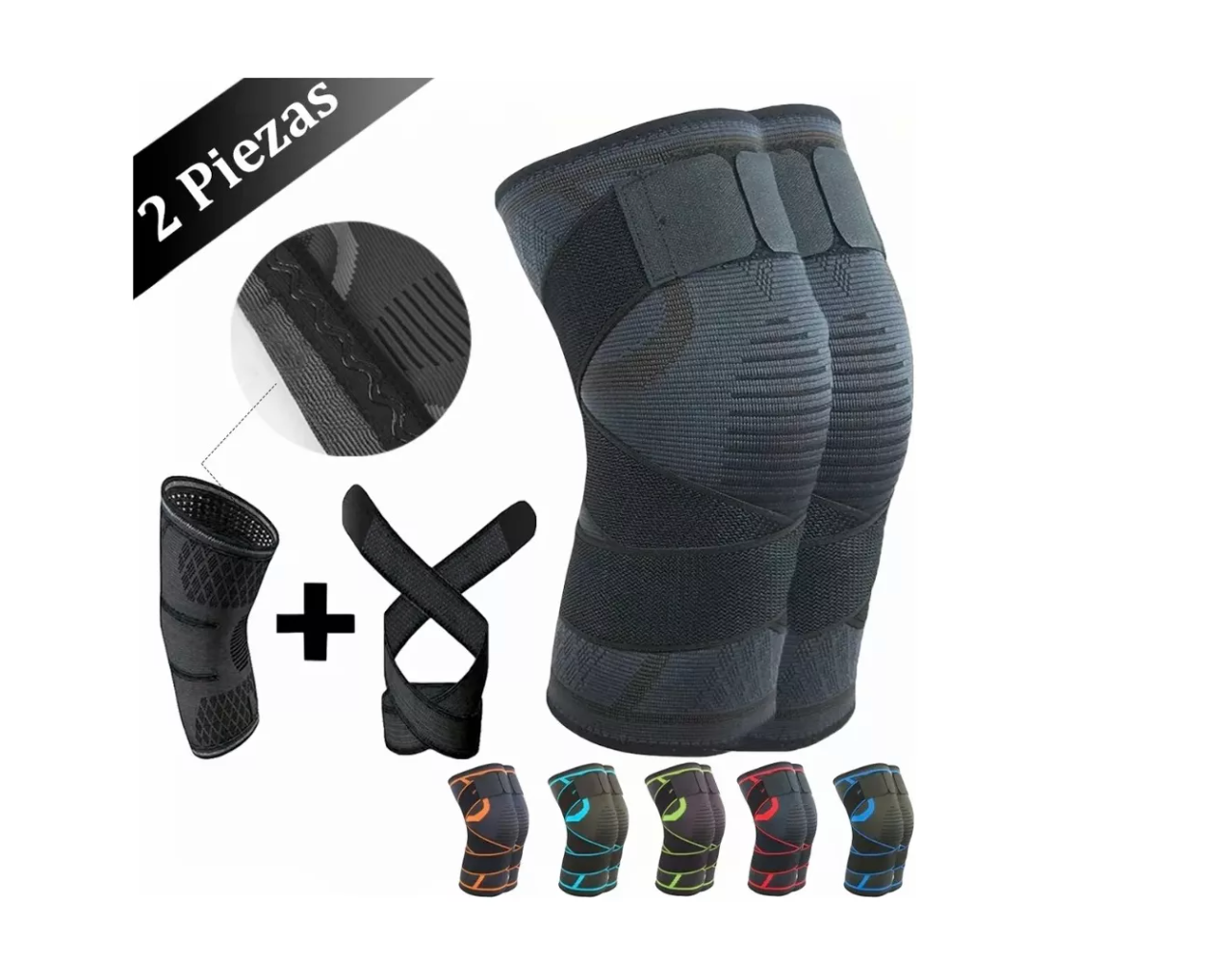 RODILLERA COMPRESION DOBLE BANDA x2 UNDS + ENVIO GRATIS