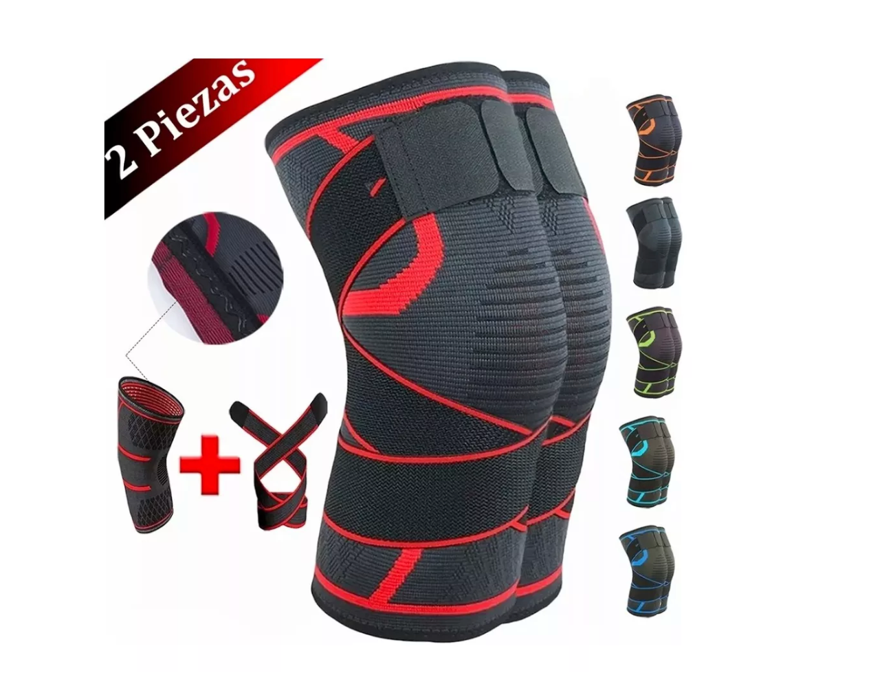 RODILLERA COMPRESION DOBLE BANDA x2 UNDS + ENVIO GRATIS